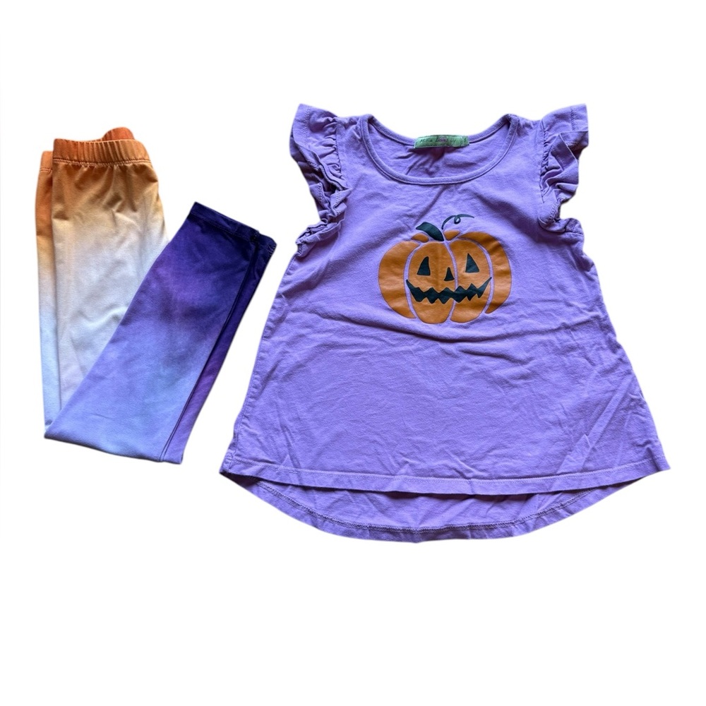 Millie Loves Lily Toddler Girls Purple Pumpkin Halloween Tee And Leggings Size 5